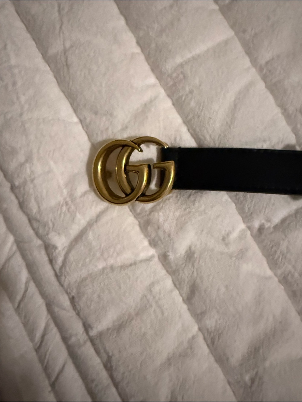 Black Leather Belt with Gucci Buckle